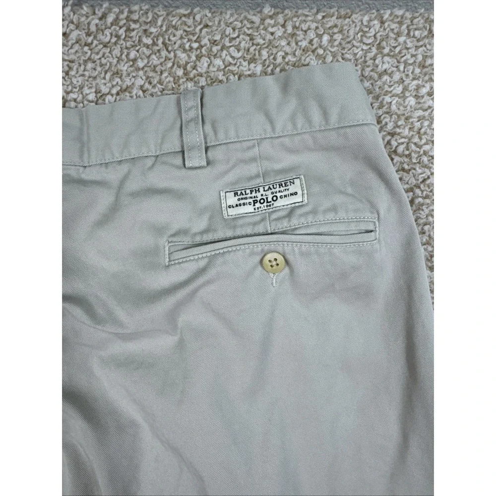 Polo Ralph Lauren Mens Andrew Pant Beige Pleated Cotton Chino Dress Pants 38x30
